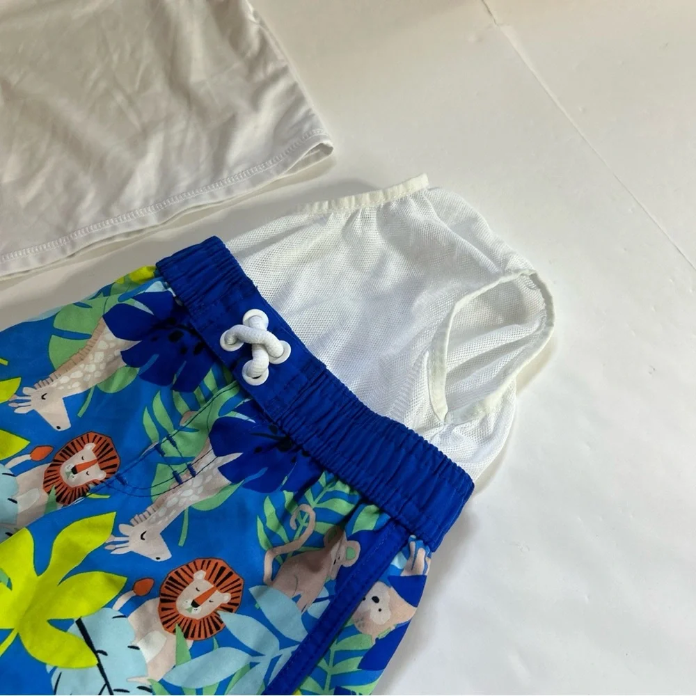 Wonder Nation Tropical Jungle Print “Be Wild” Boys Swim Suit Size 3-6 Months